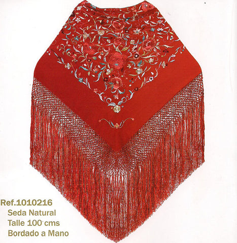 Flamenco Shawl hand Embroidery 100 x 100 cmt. | Mantón de Manila Seda Bordado 100 x 100 cmt.