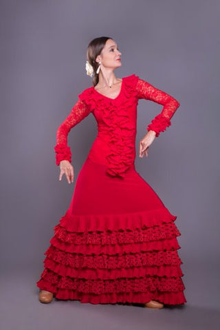 Flamenco dance skirt  Modelo Volantes pequeños roja  |  Falda baile flamenco Modelo Volantes roja