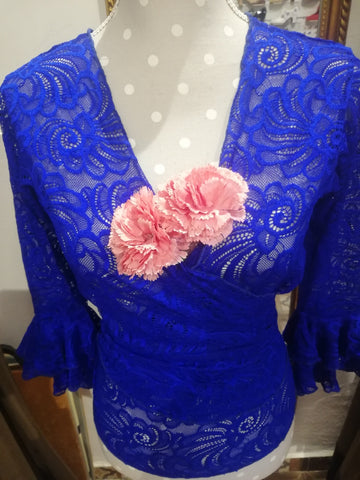 Flamenco dance blouse Lace Blue |  Blusa de baile flamenco Encaje Azul OFERTA!!!