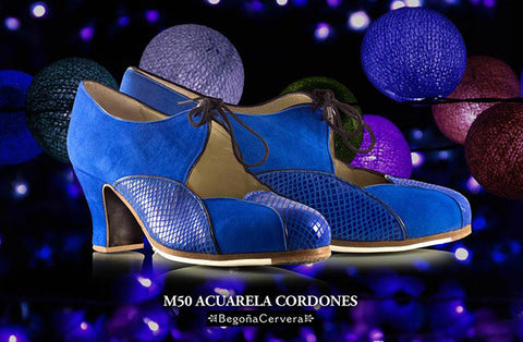 Flamenco dance shoes Begoña Cervera Acuarela cordones Model | Zapato baile flamenco Begoña Cervera Modelo Acuarela cordones