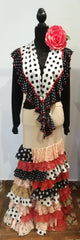 Flamenco dance skirt and top with shawl  |  Conjunto Canastero Beige con mantoncillo