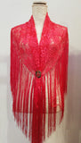 Flamenco shawl made in lace with silk fringe OFERTA!!! | Mantoncillo de encajes flecos de seda SALE!!!!