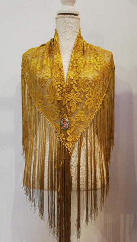 Flamenco shawl made in lace with silk fringe OFERTA!!! | Mantoncillo de encajes flecos de seda SALE!!!!