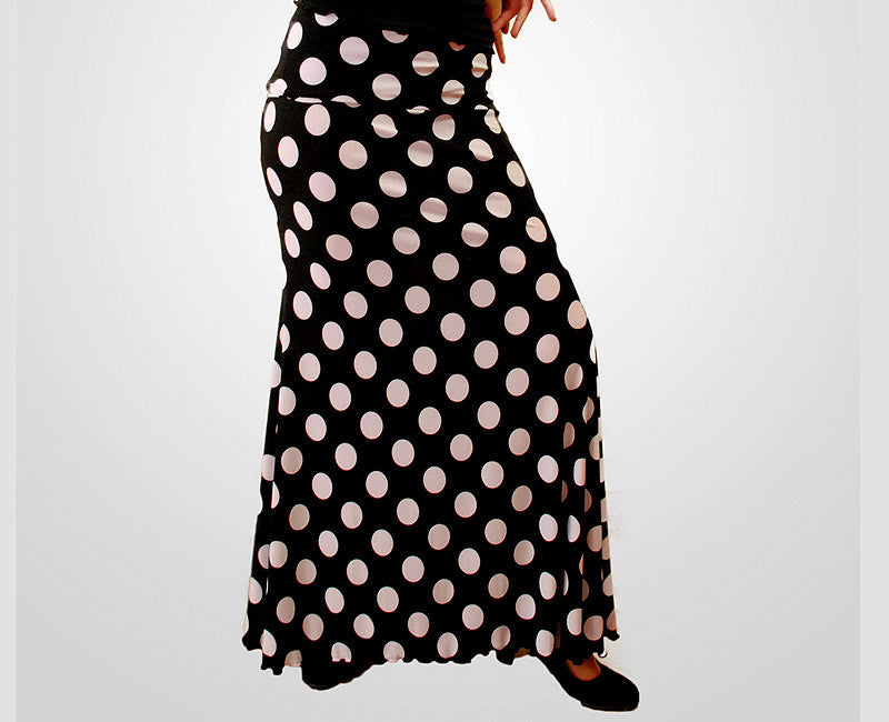 Falda Flamenca Negra Con Lunares Blancos Tallas S A XXL
