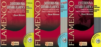 Flamenco Guitar Studies- Oscar Herrero  | Estudios de Guitarra Flamenca- Oscar Herrero (3 Libros + 3 CD)
