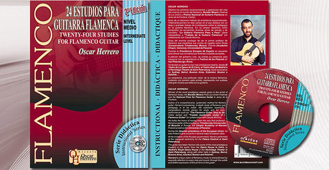 24 Studies for Flamenco Guitar (Book + CD). Medium level, Óscar Herrero | 24 Estudios para Guitarra Flamenca (CD/Libro partituras) Nivel Medio, Óscar Herrero