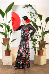 Vestido para baile flamenco estampado de flores / Flamenco dance dress